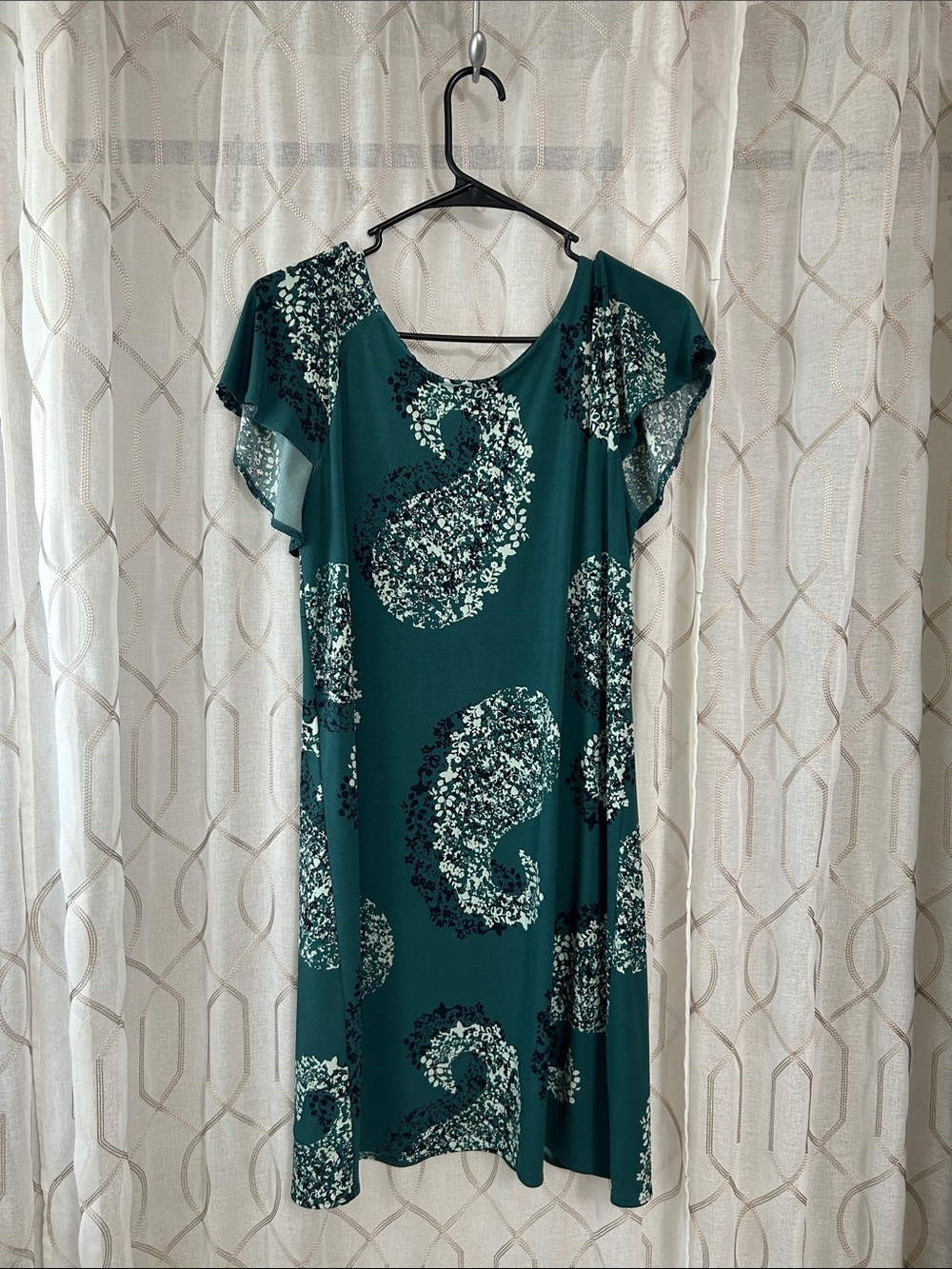 Maurices Teal Paisley Flutter-Sleeve Midi Dress